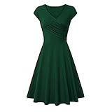 Plus Dresses for Women 2022 Wedding Guest,Summer Dresses 2022 Red Dresses Sexy Fashion Solid Color Dress V-Neck Short Sleeve Evening Party Dress Cloth Silk Dress LHL220819881DAM