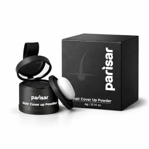PARISAR Hair Cover Up Powder – Black | Helps Root Touch up for Grey Hair & Bald Spots | Hair Black Touch up Natural Hairline Powder for Long-Lasting & Matte Finish with Easy Application |Pack of 1-4gm