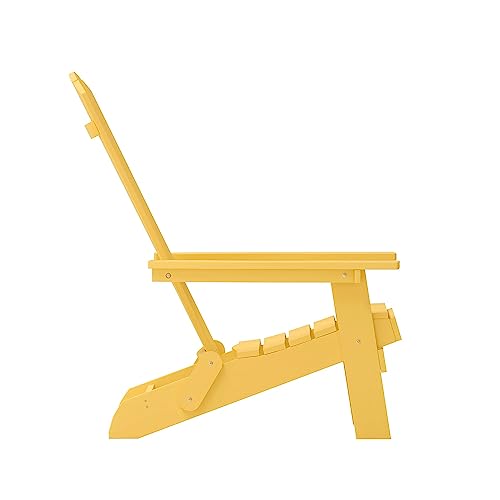 Flash Furniture Charlestown Folding Adirondack Chair - Yellow - Poly Resin - Indoor/Outdoor - Weather Resistant - Set Of 4 #TOP6