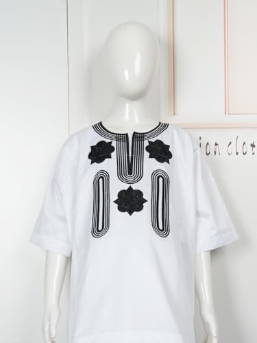Image of HD African Kids Attire Parent-Child Clothes Sets Traditional Embroidery Dashiki Daddy and Me Outfits