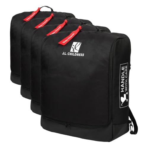 J.L. Childress Compact Stroller Travel Bag for Airplane - Padded, Black, 21" W x 23" H x 11" D (Pack of 4)