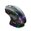 EMPIRE GAMING RF908 - Souris Gamers sans Fil Rechargeable avec Station de Recharge Magnétique RGB - 10000 DPI 8 Boutons Programmables Modes WiFi 2.4GHz / BT/Filaire Via USB-C (Noir)