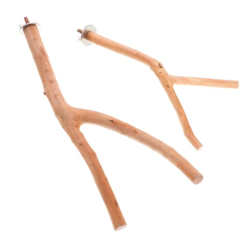 ifundom 2Pcs Wooden Parrot Cage Standing Pole Durable Bird Perch Racks for Pet Birds Easy Installation for Resting Playing Bird Cages Natural Atmosphere