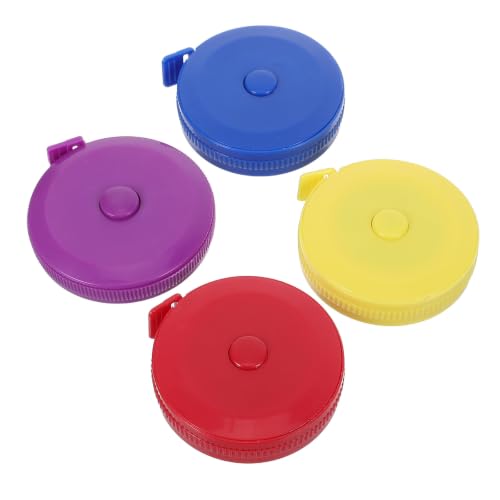 INOOMP Retractable Soft Measuring Tape for Sewing and Craft 4pcs 59in Mini Round Plastic Clothes Measurement Tape for Seniors and Beginners