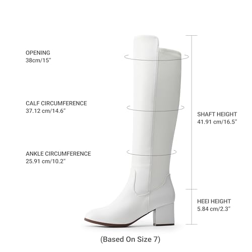 DREAM PAIRS Women's Knee High Stretchy Fashion Boots,Size 8,White,JENNIFER-3