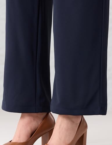 Image of Amazon Brand - Symbol Women Wide Leg Pleated Knit Crape Casual Trouser (Available in Plus Sizes)