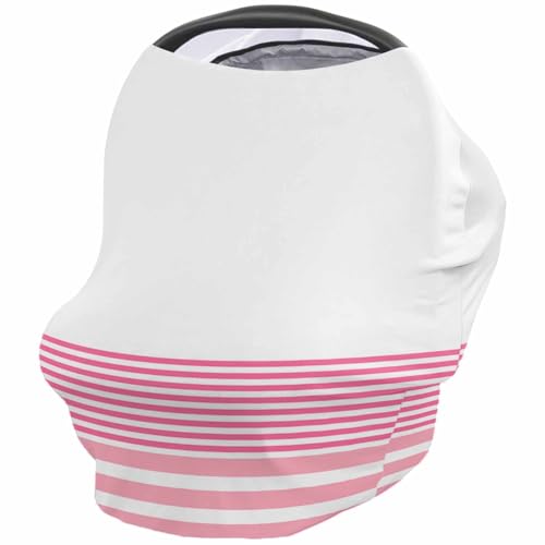 Nursing Cover for Breastfeeding Scarf, Modern Style Hot Pink Pinstripe Light Pink Strips Baby Car Covers Super Soft Multi Use for Canopy Shopping Cart Cover Blanket Stroller Cover