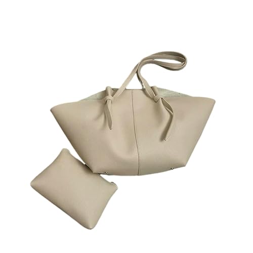 BCLBDFC Bolso de Hombro Conjunto Suave para Mujer, Bolsos Compras Marca Gran Capacidad, Gris, Azul, Rosa Y Tostado-Blanco