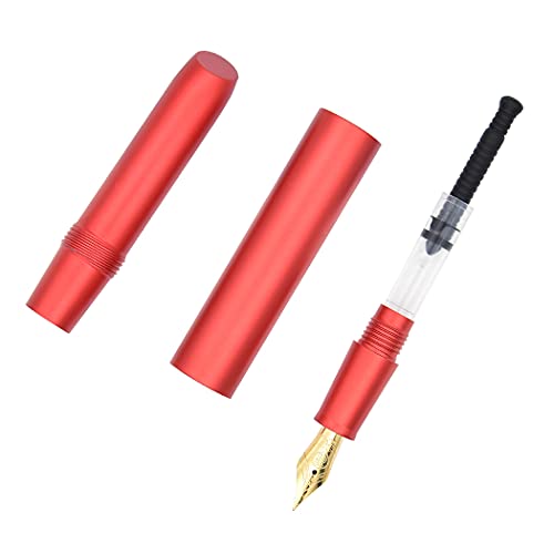 Sipliv Candy Lipstick Fountain Pen Iridium Fine Nib 0.5Mm Fountain Pen Full Aluminum Alloy Metal Mini Pocket Travel Writing Signature Pen - Red #TOP2