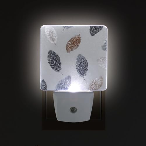 Luz Nocturna LED Sensor Gris con Diseño Pequeñas Plumas miniatura 2