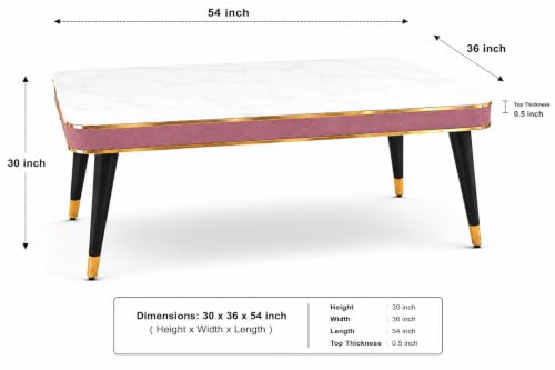 Image of WOODEN SPACE Majestic 4 Seater Wooden Dining Table Set | Urban Marble Top Dining Table with Chairs for Dining Room & Kitchen (Modern Vento Pink) (54 x 36 x 30 inch)
