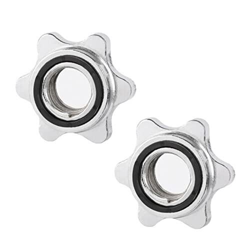 2pcs Safety Locks Dumbbell Nut Weight Check Nuts Barbell Bar Clips Spin Lock Screw Dumbbell Spinlock Collars Fitness Parts (Size : Silver)