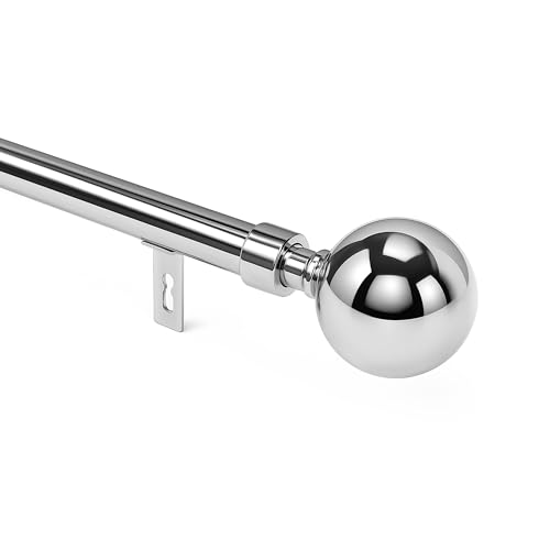 TIENDA EURASIA – Juego Barra Cortinas Extensible Deco | Material Metal | Chapado Cromo | Medidas 19 mm 120-210 cm | Color Plata (Sphera)