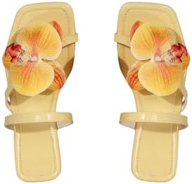 GORGLITTER Women's 3D Flower Flat Sandals Floral Square Open Toe Flip Flops Thong Summer Dressy 2026 Slides Shoes image 4