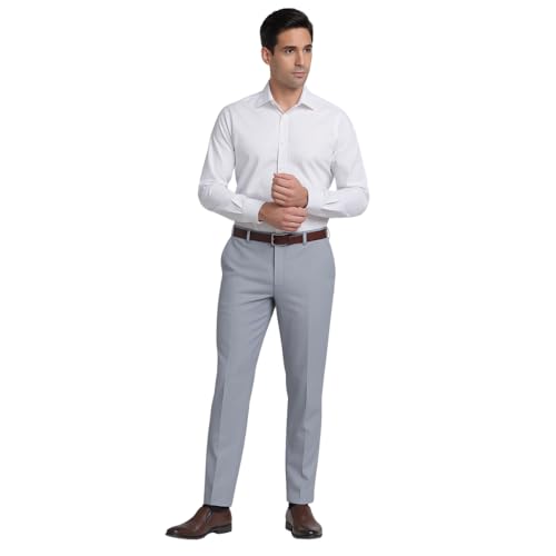 Image of Men's Stretchable Formal Trousers | Regular Fit Mid Rise Office Wear Pants | Elasticated Waistband 2 Inch Stretch | 4 Pocket Pant