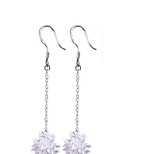 ASAE Ohrringe, Eishockey Einfache Frische Lange Eisblumen Ohrringe Weibliche Quasten Falscher Stein Kristall Übertriebenes Temperament Versilberte Ohrringe, Länge 46 Mm Breite 13 Mm.