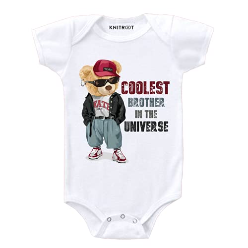 KNITROOT Rakshabandhan Special Unisex Baby Romper Half Sleeve Envelope Neck Coolest brother in the universe