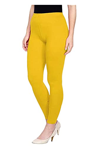 Image of H2 Women's Comfortable Cotton Blend Leggings - Ankle Length, Versatile (in, Alpha, S, Regular, Yellow)
