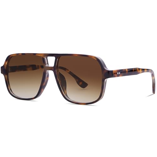 Tskestvy Retro Square 70s Aviator Sunglasses for Women Men Colored Tinted Lens Plastic Trendy Vintage Western Shades