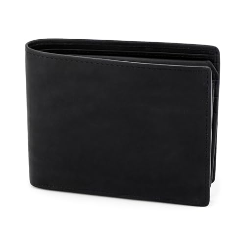 Image of ROGUE WALLET Mens Leather RFID Blocking Wallet for Men - Genuine Top Grain Cow Leather Bifold, 12 Credit Card Slots, 2 ID Windows, Traditional Hip Pocket Billfold - Secure RFID Protection (Black)