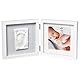 Baby Art Bilderrahmen, zweiteiliger Fotorahmen mit Gipsabdruck für Baby Fußabdruck oder Handabdruck, schönes Erinnerung Andenken oder Geschenk, Maße: 20 x 34 x 17 cm & eckig, Grau
