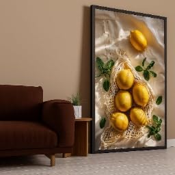 Nature morte alimentaire naturelle tableau toile cuisine 50 x 90 cm avec cadre