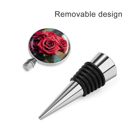 Bouchon de bouteille de vin silicone réutilisable rose rouge - 5