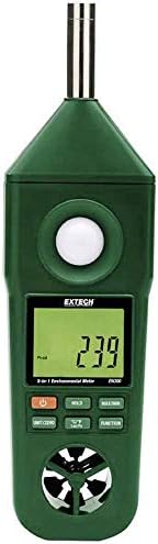 Extech EN300 5-in-1 Environmental Meter - Measures Air Velocity, Light, Humidity, Temperature & Sound Level - Compact Multi-Function Tester with Large LCD & Data Hold for Field and Indoor Monitoring