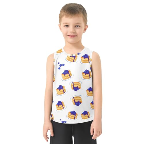 J JOYSAY Blueberry Pancake Stack White Boys Tank Top Sleeveless Muscle Shirts Quick Dry Kids T-Shirts 3-15T2