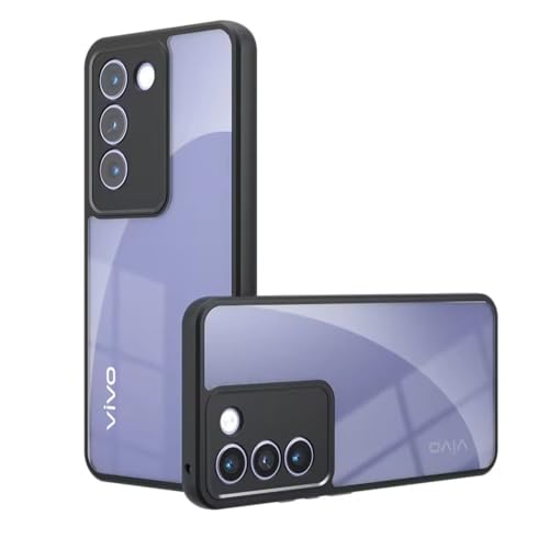 Image of REALCASE Back Cover Case for Vivo T3 5G / Vivo Y200e 5G | Slim Fit Hard PC Back & Soft TPU Bumper | Protective Shockproof Scratch Resistant Case for Vivo T3 5G / Vivo Y200e 5G (Black+Clear)