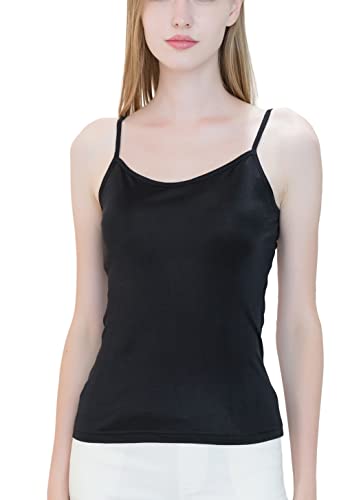 Image of METWAY Womens Silk Camisole /Spaghetti Strap Mulberry Silk Cami Tops /Stretchable Real Knit Silk Tank Undershirt for Layerling
