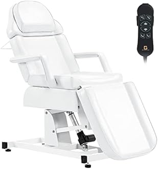 BarberPub Fully Electric Facial Bed with 3 Motor for Esthetician, Electric Tattoo Chair for Client, Facial Bed for Esthetician, Electric Adjustment 2751 (White)