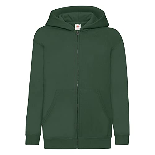 Fruit of the Loom 62045 Kids Classic Hooded Sweat Jacket - Bottle Green - 12-13 Years