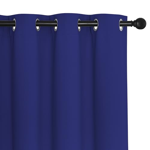 NICETOWN Blackout Window Curtain 90 inch Length - Room Darkening Thermal Insulated Grommet Large Window Treatment Light Blocking for Bedroom/Doorway (Navy Blue, 1 Panel, W52 x L90)