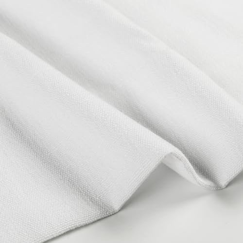 Image of TWOPAGES 26 inch inch W x 18 inch inch L Linen Blend Cafe Curtains for Kitchen Window, Light Filtering Pinch Pleated Tier Curtains, Modern Farmhouse Half Window Curtains for Small Window, Snow White, 2 Panels