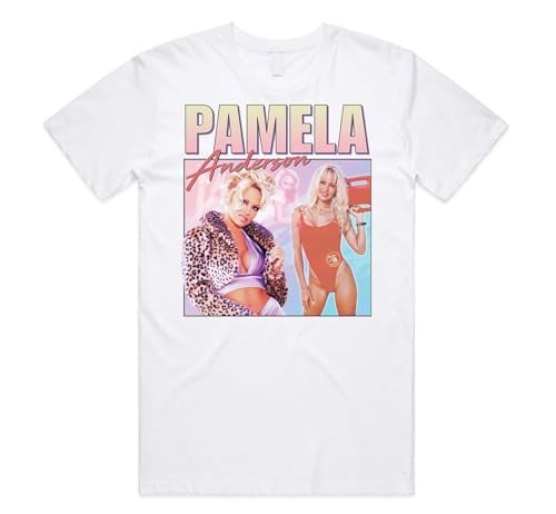 Pamela Anderson Homage T-Shirt Tee Retro 80s 90s Gift Vintage Summer Festival White XL