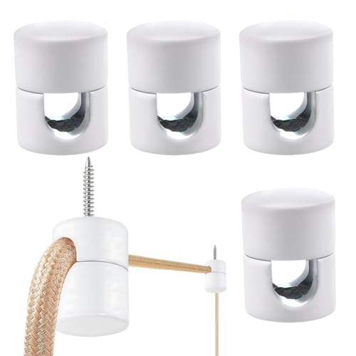 JRYXDS 4 Piezas Soporte De Techo Y Pared De Aluminio Para Cables, Fijación En Techo Con Tornillo Y Tacos, Decentrador De Techo Color Blanco Para Cable Textil, Fijación En Techo, Cables Para Lámpara