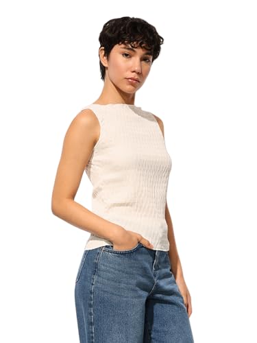 Image of ONLY Women's Textured Self-Design Sleeveless Top