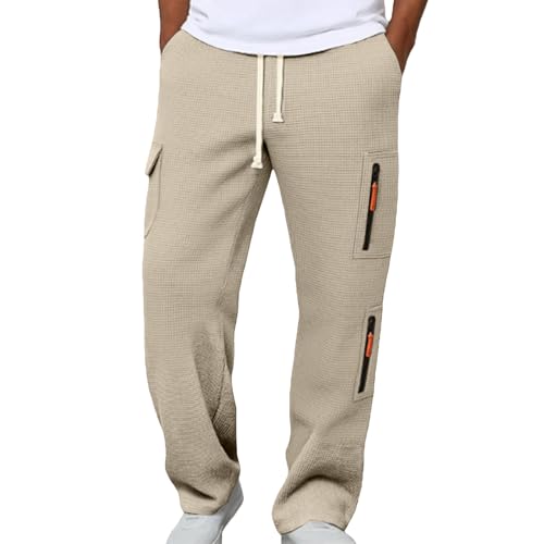 Genérico Pantalones Correr para Hombre de Talle Alto Pantalones De Trabajo Casual Liso Color Suelo Joggers Pants con Bolsillo Y Cordón De Ajuste Streetwear Chic Running Gym Athletic Fit, caqui, S