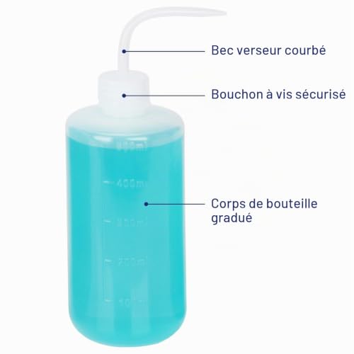 Labasics 3 Paquet 500 ml Flacons de Lavage en Plastique à Squeeze avec LDPE Ouverture Etroite, Bouteille D'arrosage à Presser Squeeze Wash Bottle – vue 3