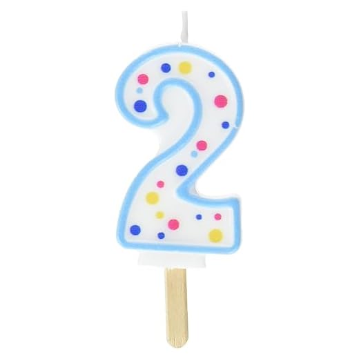 PME Vela con Borde Azul y Topos Multicolor de Número 2