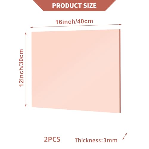 Image of 2 Pcs 12 x16 Inch Rose Acrylic Mirror Sheet, 1 /8 Inch Thick Opaque Glossy Mirror, Plexiglass Mirror Sheets with Protective Film, Rigid Mirror Sheets for Sawing, DIY, Laser Cutting and Engraving