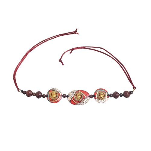 Image of AAKRITI ART CREATIONS Royal Empress Handcrafted Tribal Dhokra Necklace & Choker Collection | Artisan Ethnic Brass Jewelry with Oval & Square Designs, Amulet & Talisman Styles for Women