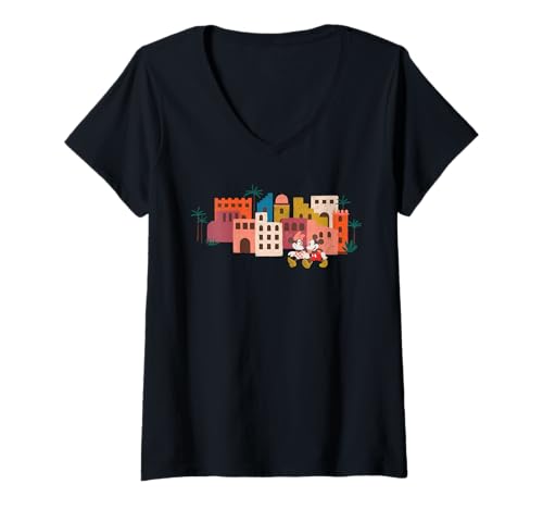 Mujer Disney Mickey & Minnie Mediterranean City Travel Adventure Camiseta Cuello V
