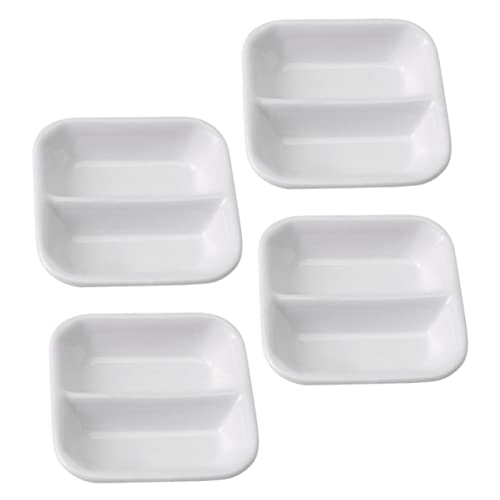 MAGICLULU Assiettes à Condiments Céramique Blanche Pure Avec Compartiments Vaisselle Pratique Pour Sauce Vinaigre Et Accompagnements Design Et Élégant Pour Service De Table