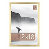 MCS Foundation 12x18 Poster Frame Traditional Brass, Vertical & Horizontal Wall Hanging Large Picture Frame for Photos, Posters & Art Prints (1-Pack)