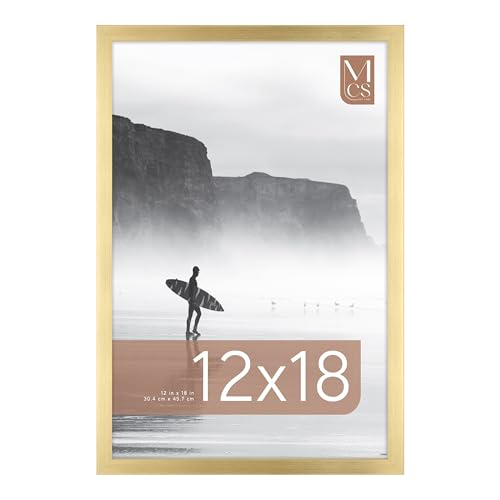Image of MCS Foundation 12x18 Poster Frame Traditional Brass, Vertical & Horizontal Wall Hanging Large Picture Frame for Photos, Posters & Art Prints (1-Pack)