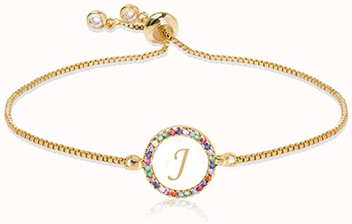 Preisvergleich Produktbild Halskette Verstellbare Regenbogen Zirkon Großbuchstaben Armband Für Frauen Shell First Bracelet Femme Snake Chain Schmuck