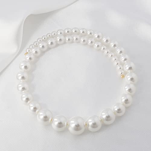 Round Imitation Pearl Necklace For Women Pearl Open Choker Necklace Jewelry Gift For Women,White #TOP4