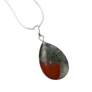 Bloodstone Necklace – Heliotrope Stone – Bloodstone Crystal Choker – Silver Bloodstone – Chakra Healing Gift – Romantic Gift – Mom Gift (16 inch / 40 cm)